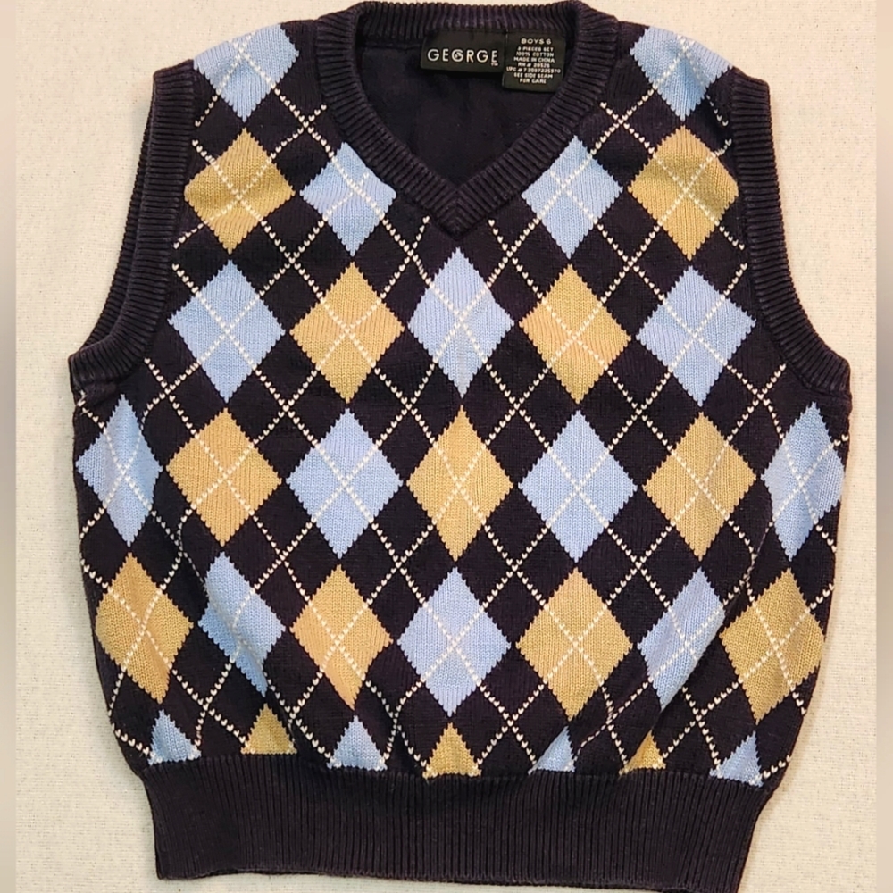 George Argyle Sweater Navy/Blue/Tan Size 6